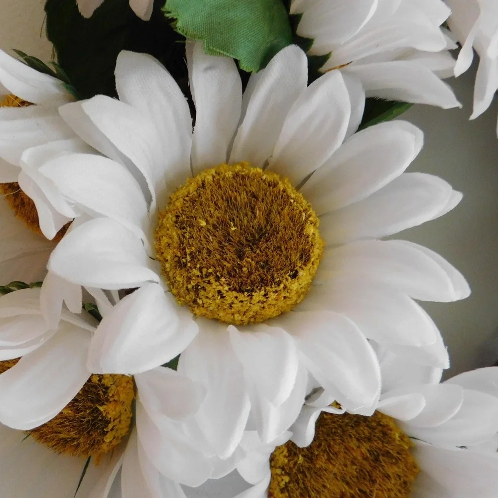 Fall White Sunflower Wreath for Front Door, Autumn Porch Decor, Country Cottage